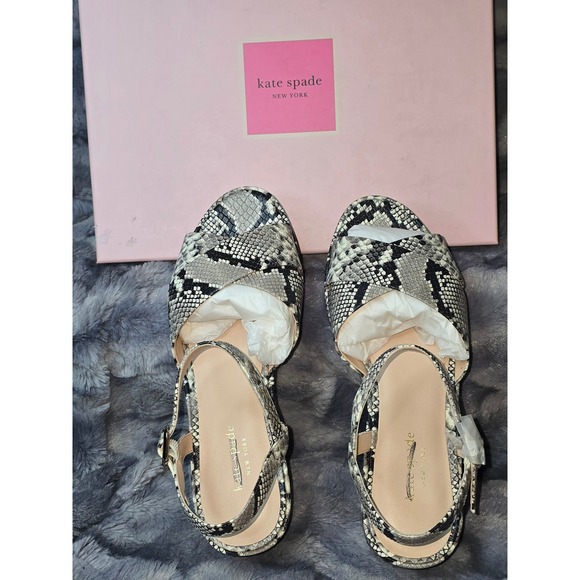 NWB Kate Spade Bunton Diamant Lux Embossed Snake Platform Sandals US 8.5 - Picture 4 of 8